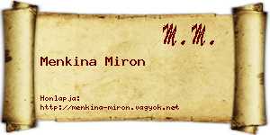 Menkina Miron névjegykártya